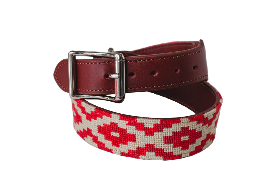 Red Gaucho Needlepoint Dog Collar Asher Riley