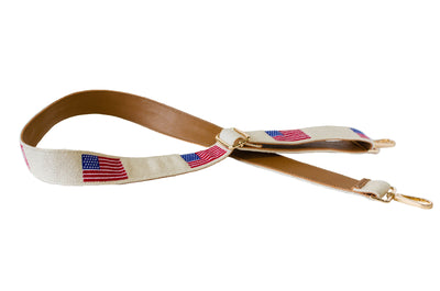 American Flag needlepoint crossbody bag strap
