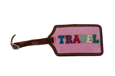 Travel needlepoint luggage tag