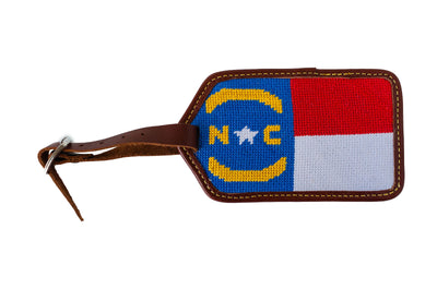 North Carolina needlepoint luggage tag