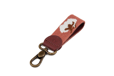 Cotton Boll on Peach needlepoint key fob by Asher Riley