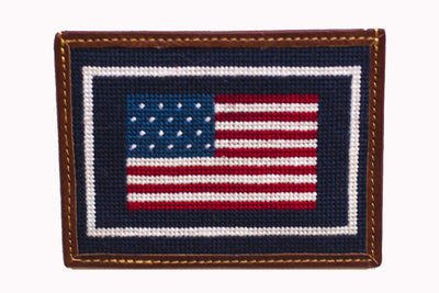 American Flag Needlepoint Card Wallet by Asher Riley