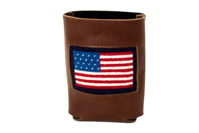 Asher Riley american flag needlepoint can cooler