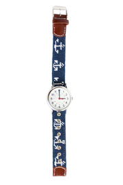 Asher Riley anchor needlepoint watch strap and Timex watch strap