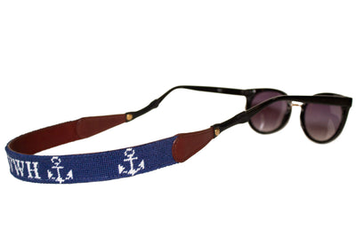 Anchor on navy monogram sunglass straps by Asher Riley