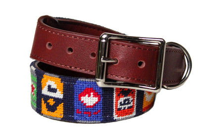 Beer Bottle Needlepoint Dog Collar by Asher Riley