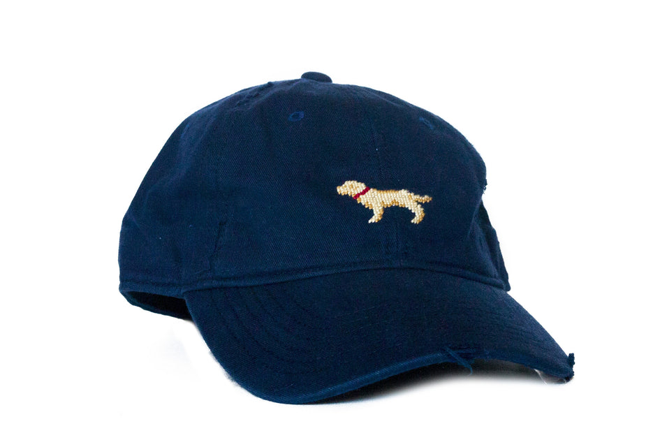GOLDEN RETRIEVER NEEDLEPOINT HAT NAVY Asher Riley