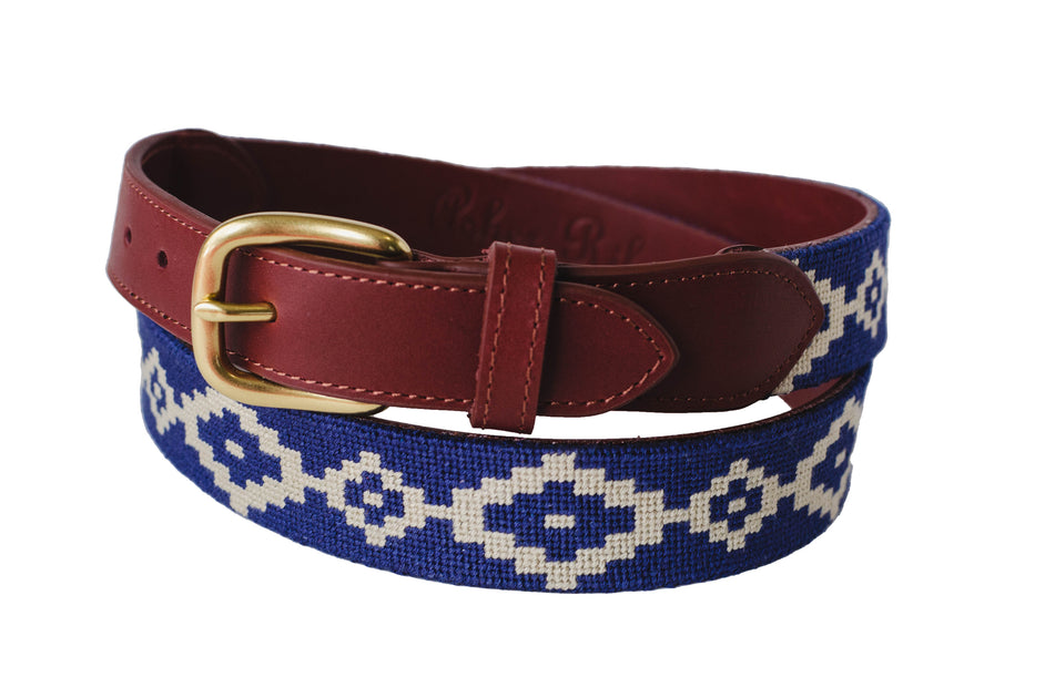 Blue Gaucho Needlepoint Belt Asher Riley