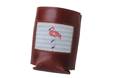 Flamingo Needlepoint Can Cooler by Asher Riley