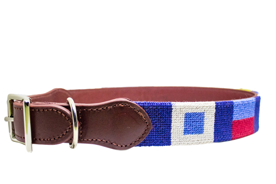 NAUTICAL FLAG NEEDLEPOINT DOG COLLAR™ Asher Riley