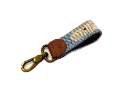 Nantucket Whale needlepoint key fob by Asher Riley