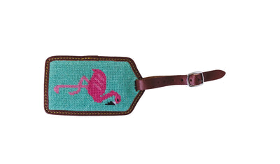 Flamingo Needlepoint Luggage Tag