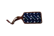 Diagonal Tee Needlepoint Luggage Tag