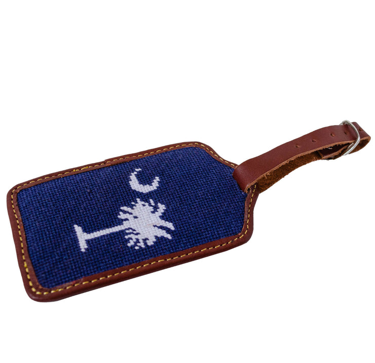 PALM AND CRESCENT NEEDLEPOINT LUGGAGE TAG