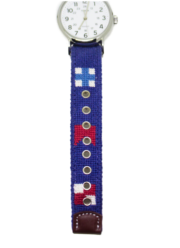 NAUTICAL FLAG NEEDLEPOINT WATCH STRAP