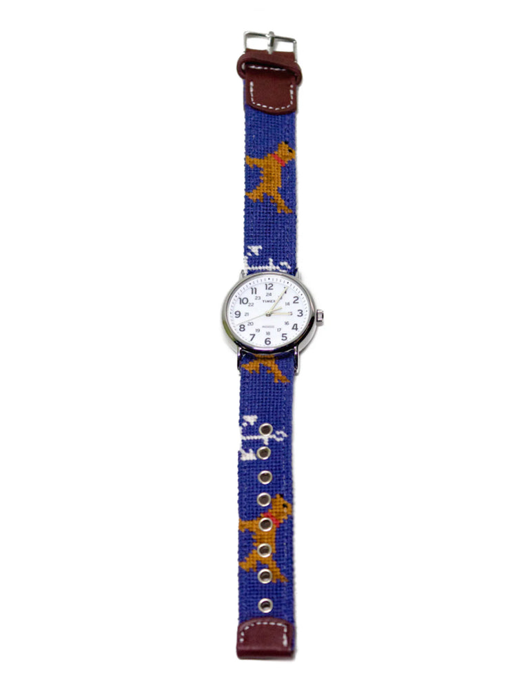 ANCHOR GOLDEN RETRIEVER NEEDLEPOINT WATCH STRAP