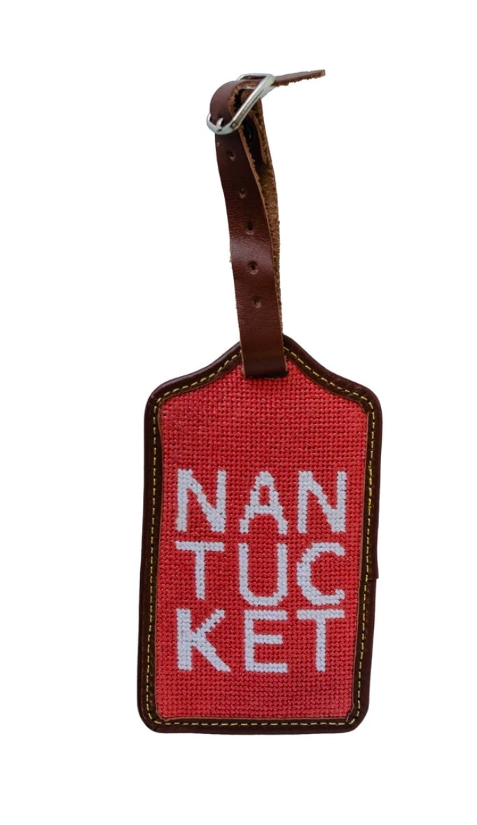 Nantucket Red Needlepoint Luggage Tag