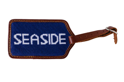 Seaside Needlepoint luggage tag