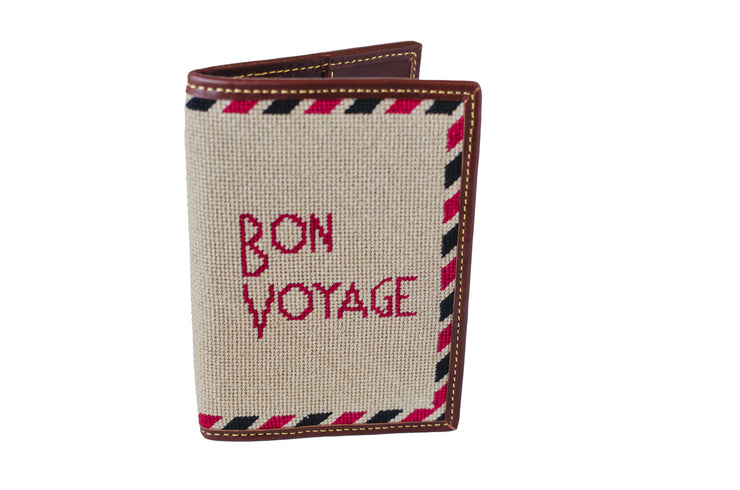 Bon Voyage needlepoint passport case