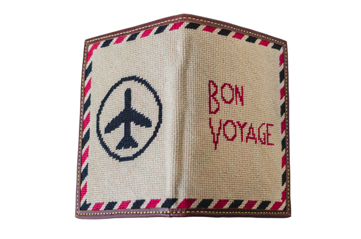 Bon Voyage needlepoint passport case