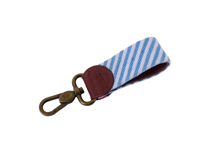 BLUE STRIPE NEEDLEPOINT KEY FOB