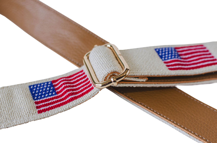 American Flag needlepoint crossbody bag strap