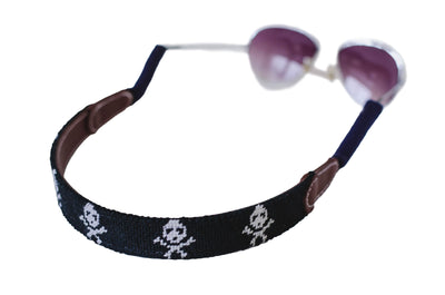 Jolly Roger on Black needlepoint sunglass straps