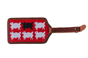 Black Sheep White Sheep needlepoint luggage tag