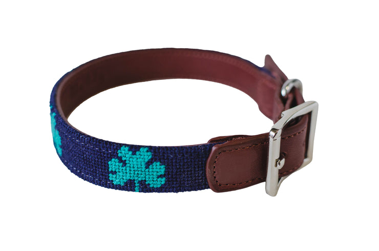 shamrock mini needlepoint dog collar