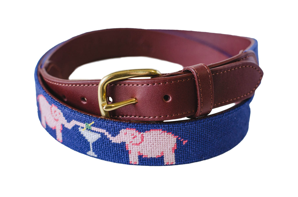 Elephant Martini Needlepoint Belt – Asher Riley display picture 1