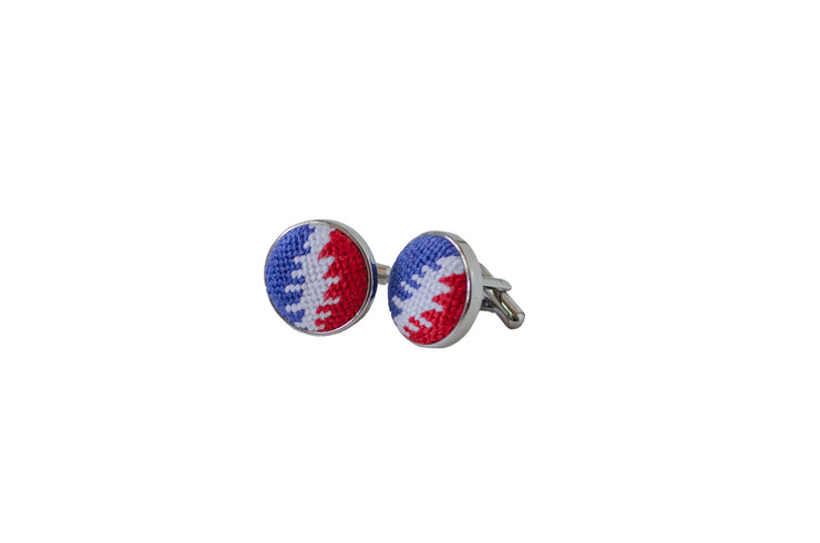 Red White Blue Needlepoint Cufflinks