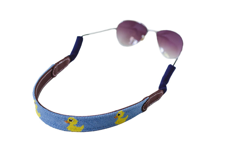 Duck on Blue needlepoint sunglass straps