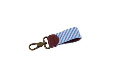 BLUE STRIPE NEEDLEPOINT KEY FOB