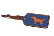 Golden Retriever needlepoint luggage tag by Asher Riley