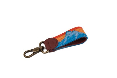 Mountain View Needlepoint key fob by Asher Riley