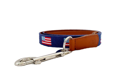 American Flag Needlepoint Leash