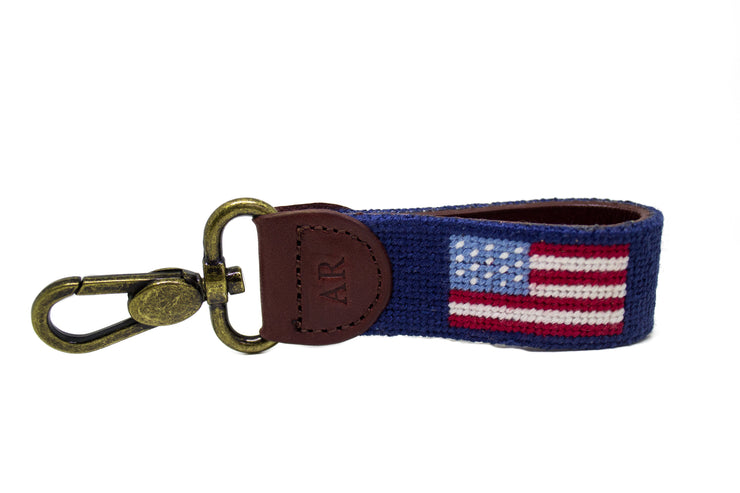 American Flag needlepoint key fob by Asher Riley