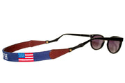 Asher Riley monogrammed American Flag needlepoint sunglass straps