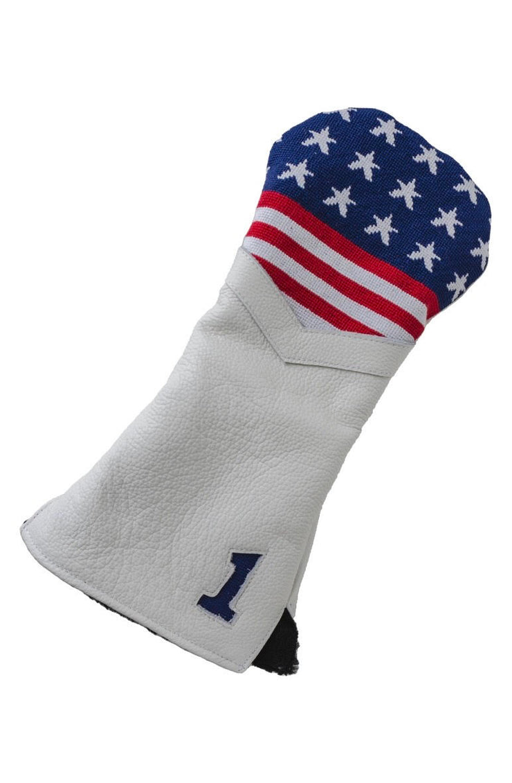 Stars and Stripes needlepoint golf driver headcover