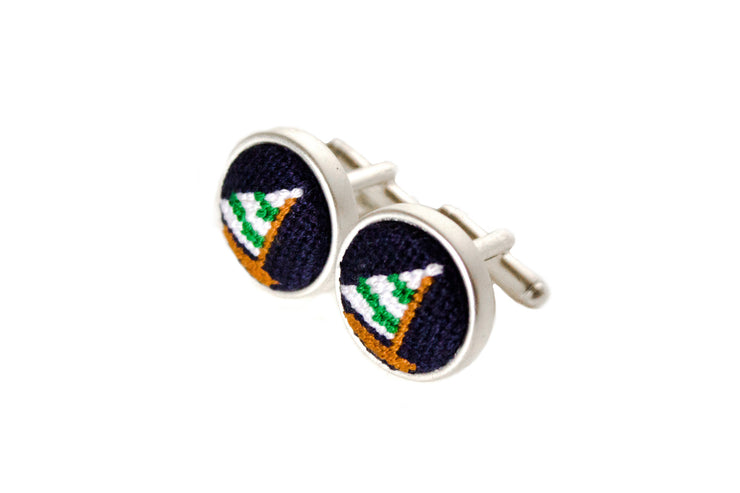 Asher Riley needlepoint sailboat cufflinks