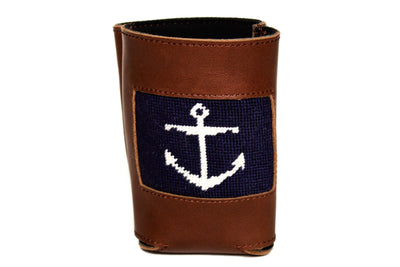  anchor needlepoint can cooler leather koozie by Asher Riley