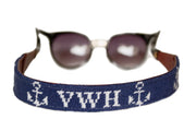 Anchor on navy monogram sunglass straps by Asher Riley