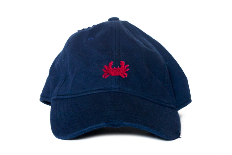 Crab needlepoint hat navy Asher Riley