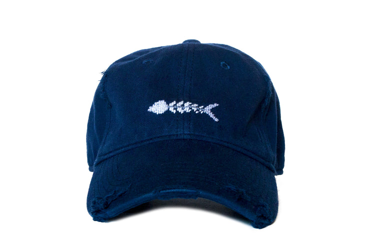 Bone Fish Needlepoint on Navy by Asher Riley