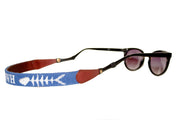 Asher Riley monogrammed bonefish on blue needlepoint sunglass straps