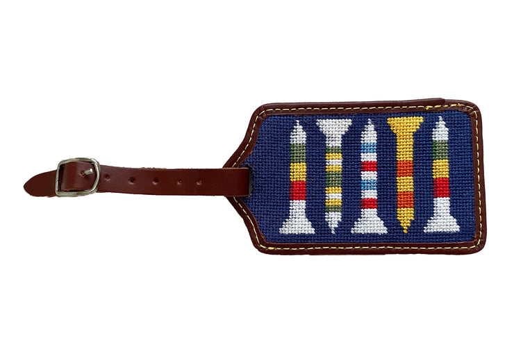 Golf Tee needlepoint luggage tag by Asher Riley