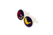 Chick magnet needlepoint cufflinks by Asher Riley