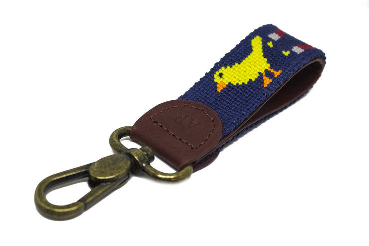 Chick Magnet needlepoint key fob by Asher Riley