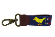 Chick Magnet needlepoint key fob by Asher Riley