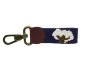 Cotton Boll Needlepoint Key Fob by Asher Riley